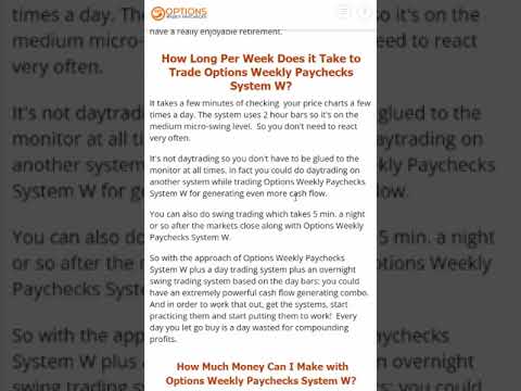 How Long Per Week Does it Take to Trade Options Weekly Paychecks System W?