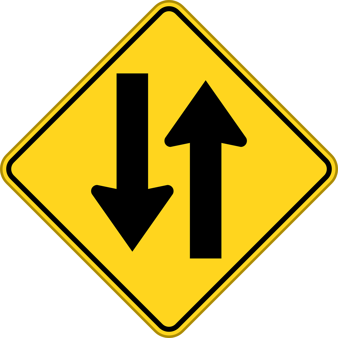 two-way traffic, two-way road, opposing traffic